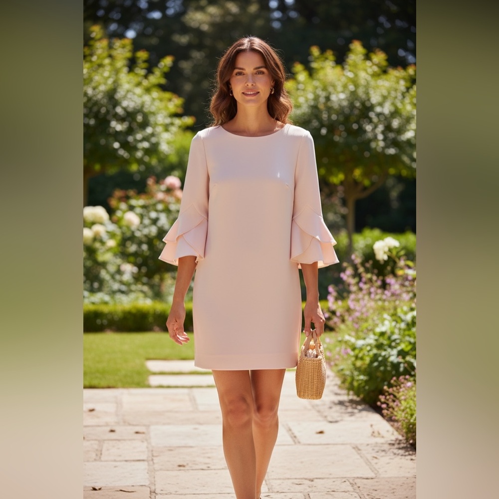 Vince Camuto Soft Pink Ruffle Sleeve Dress